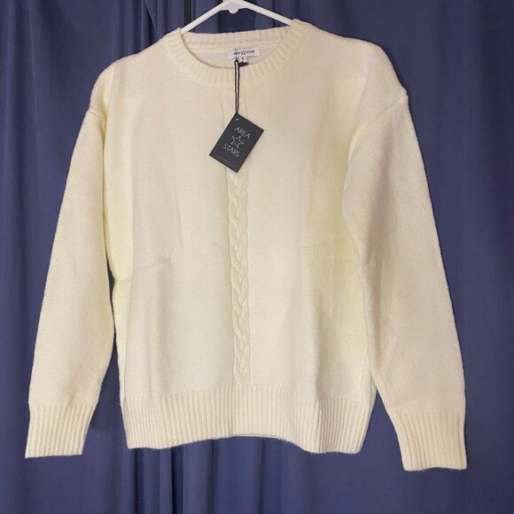 Area Stars Ivory White Knit Crewneck Sweater Size Small NWT - Picture 1 of 6